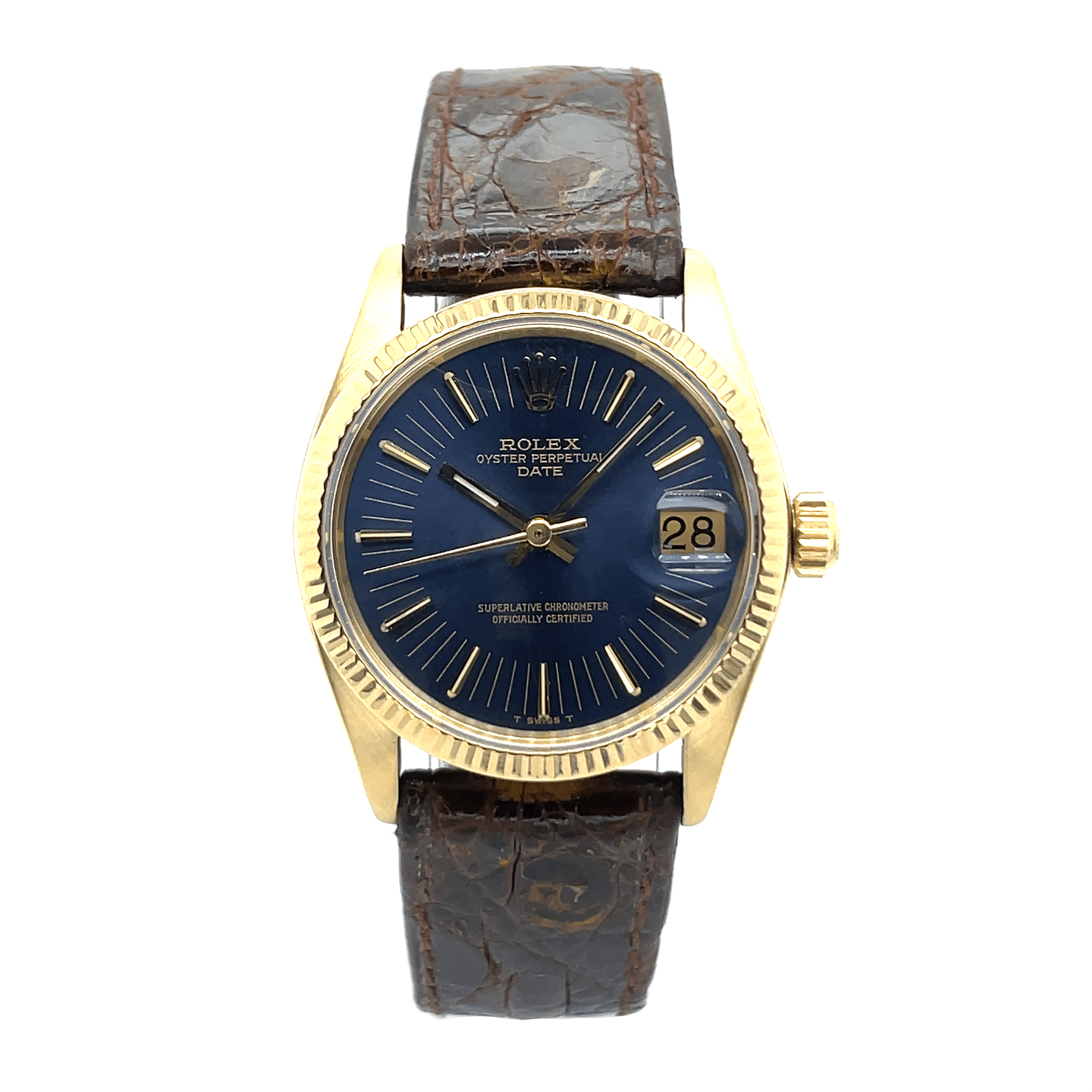 Rolex Datejust 18k Yellow Gold Black Dial Jubilee Bracelet 31mm Watch 6827