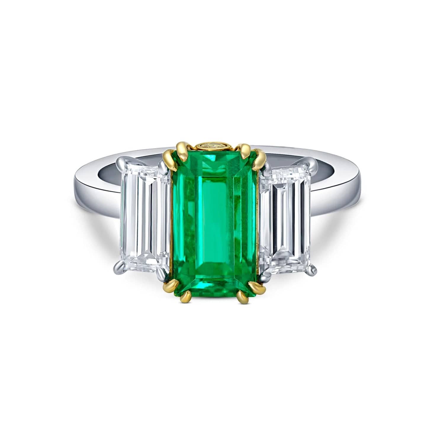 Rivi re 18k Yellow Gold Platinum 2.22 ctw Colombian Emerald Ring