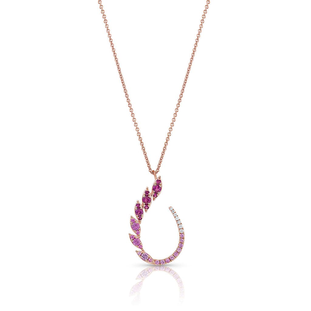 18kt Rose Gold Pink Sapphire Open Pear Shape Necklace – CJ Charles