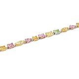 Rivière Platinum 18kt Gold 11.41ctw Multi-Color Diamond Bracelet, GIA Certified