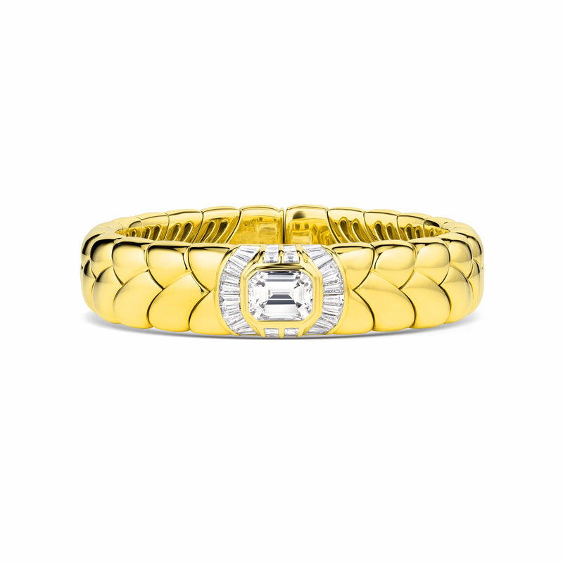 Estate BVLGARI 18kt Yellow Gold 8.05ctw Diamond Bangle, GIA Certified