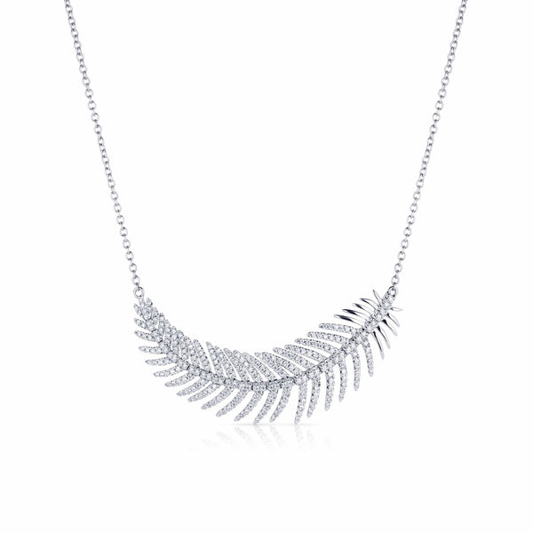 18kt White gold Diamond Feather Necklace