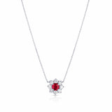 Rivière Platinum 0.66ct Ruby and Diamond Flower Necklace, GIA Certified