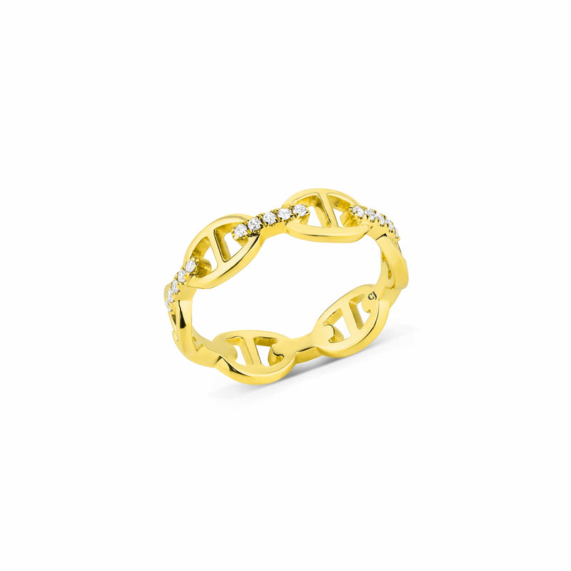 18kt Yellow Gold Diamond Horsebit Band Ring