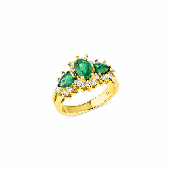 14kt Yellow Gold 1.70ctw Emerald and 0.65ctw Diamond Ring