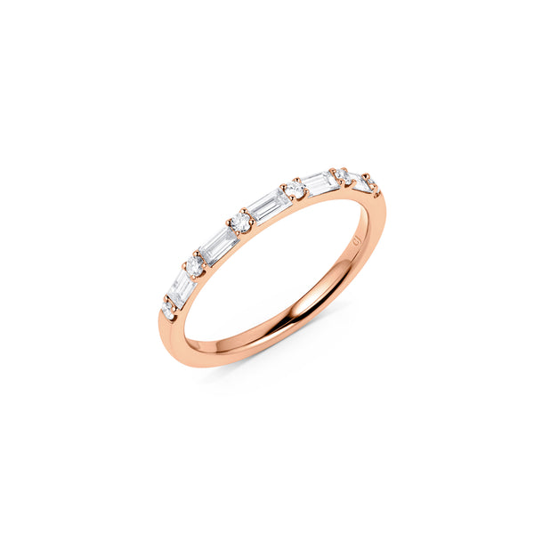 18kt Rose Gold Baguette and Round Diamond Band