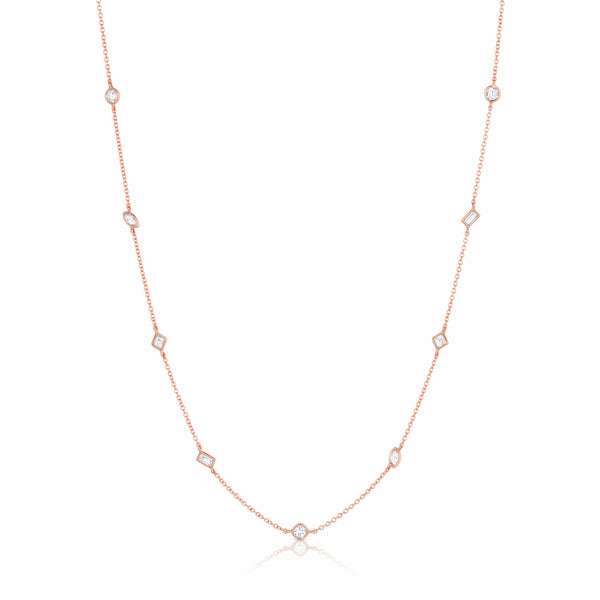 Rivière 18kt Rose Gold Multi Shaped Diamonds by the Yard Necklace