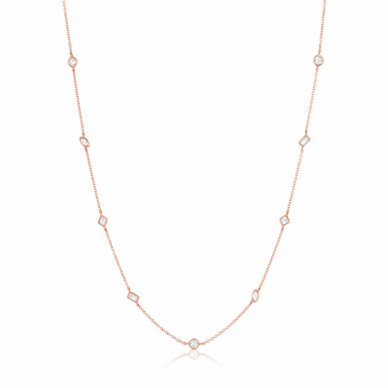 Rivière 18kt Rose Gold Multi Shaped Diamonds by the Yard Necklace