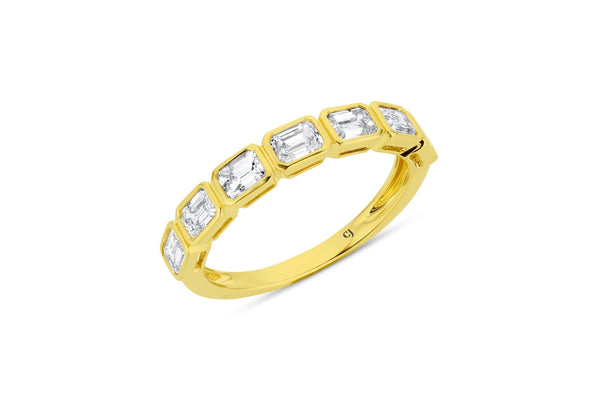 Yellow Gold Emerald Cut Diamond Band