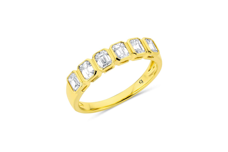 Yellow Gold Emerald Cut Diamond Band