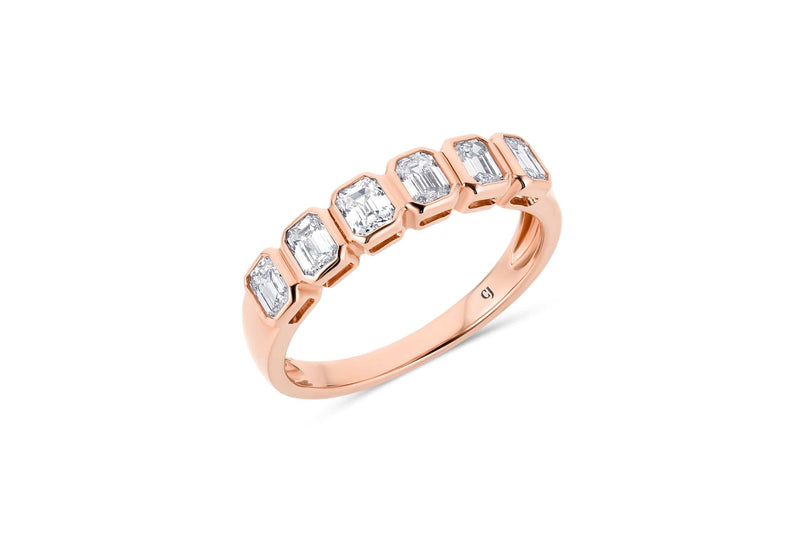 Rose Gold Emerald Cut Diamond Band