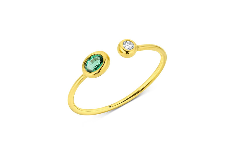 Yellow Gold Emerald and Diamond RIng