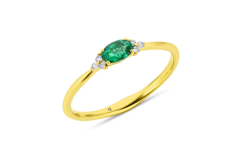 Yellow Gold Emerald and Diamond Ring