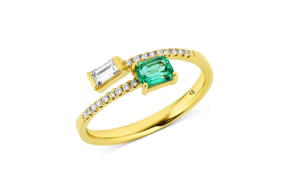 Yellow Gold Emerald and Diamond Ring