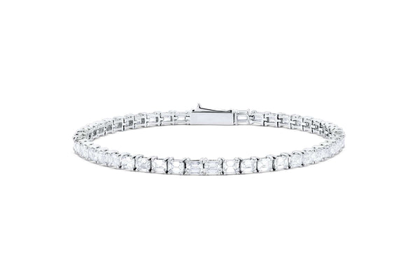 White Gold Emerald Cut Diamond Tennis Bracelet