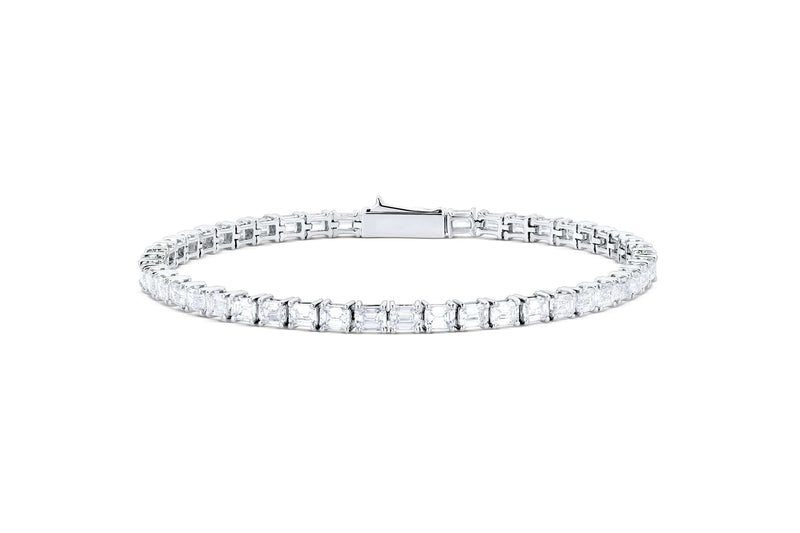 White Gold Emerald Cut Diamond Tennis Bracelet