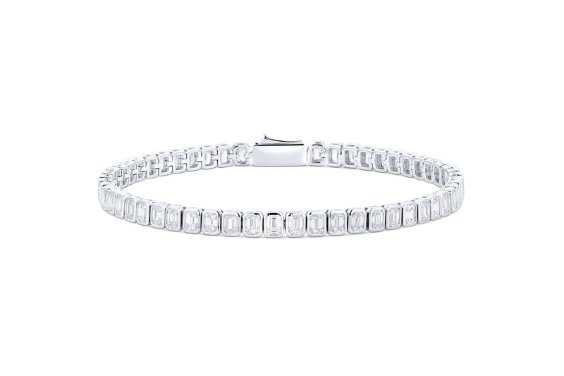 White Gold Emerald Cut Diamond Tennis Bracelet