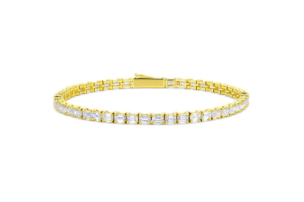 Yellow Gold Emerald Cut Diamond Tennis Bracelet