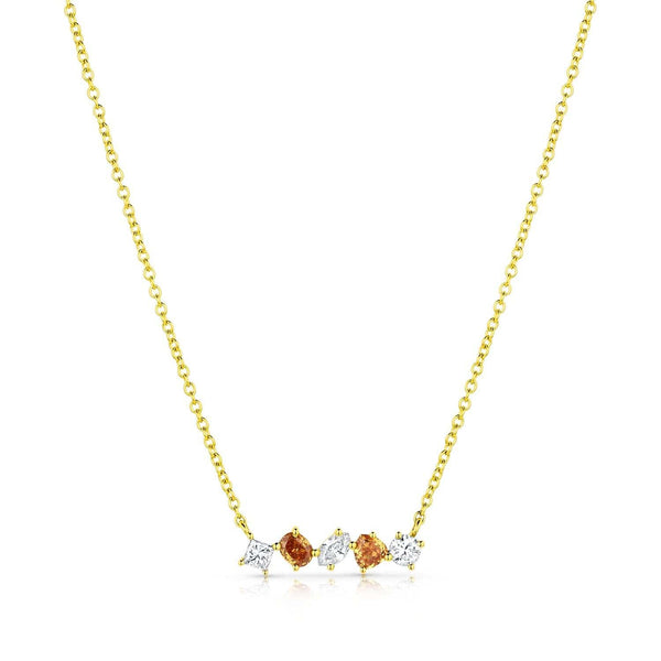 Yellow Gold Multicolor Diamond Necklace