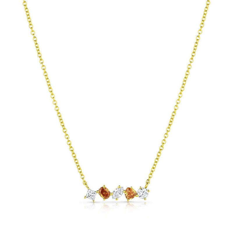 Yellow Gold Multicolor Diamond Necklace