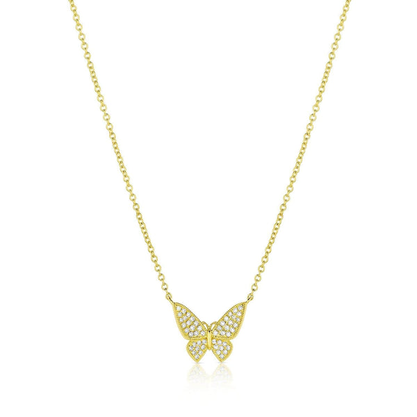 Yellow Gold Butterfly Diamond Necklace