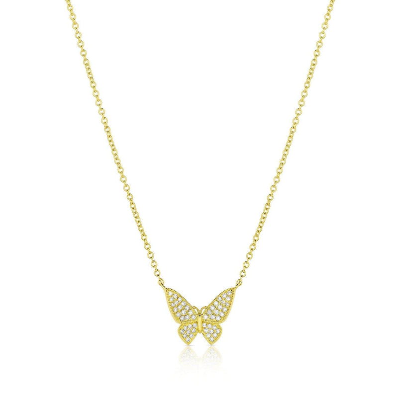 Yellow Gold Butterfly Diamond Necklace