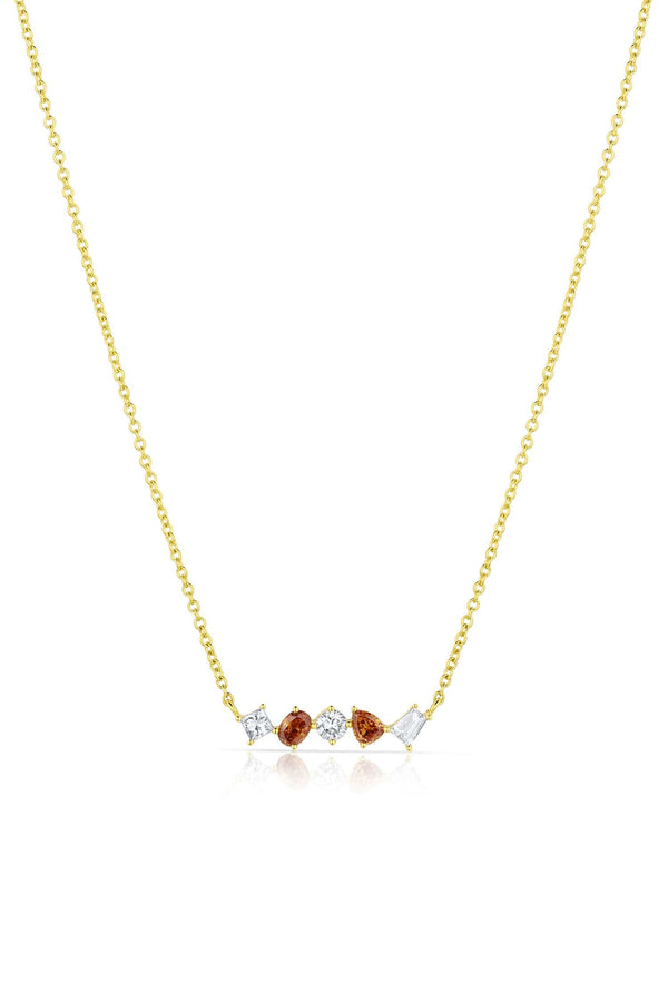 Yellow Gold Multicolor Diamond Necklace