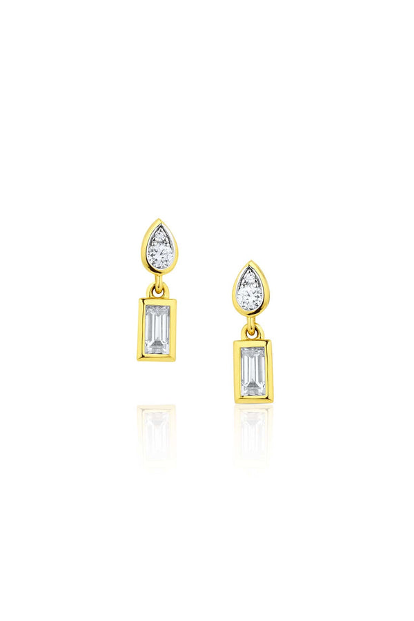 Yellow Gold and Diamond Earrings