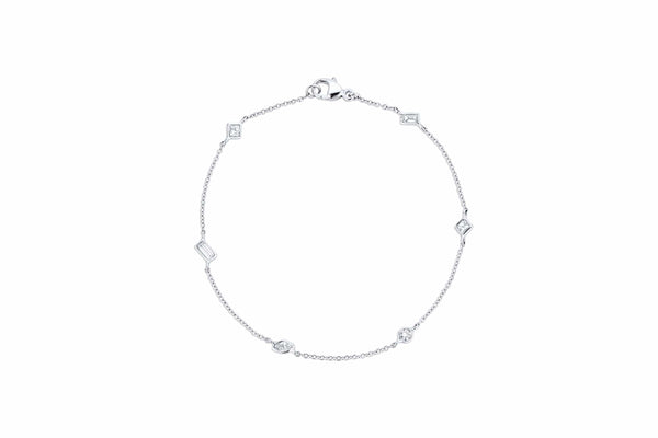 Rivière Platinum Multi-shape Diamond Bracelet