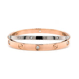 Estate Cartier Double LOVE Bracelet, Diamond Rose and White Gold, SZ 17