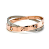 Estate Cartier Double LOVE Bracelet, Diamond Rose and White Gold, SZ 17