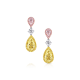 Rivière 18k Gold Pear Shaped Fancy Pink & Yellow Earrings, GIA Certified