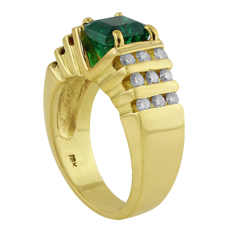 Estate Emerald Yellow Gold Diamond Ring – CJ Charles Jewelers