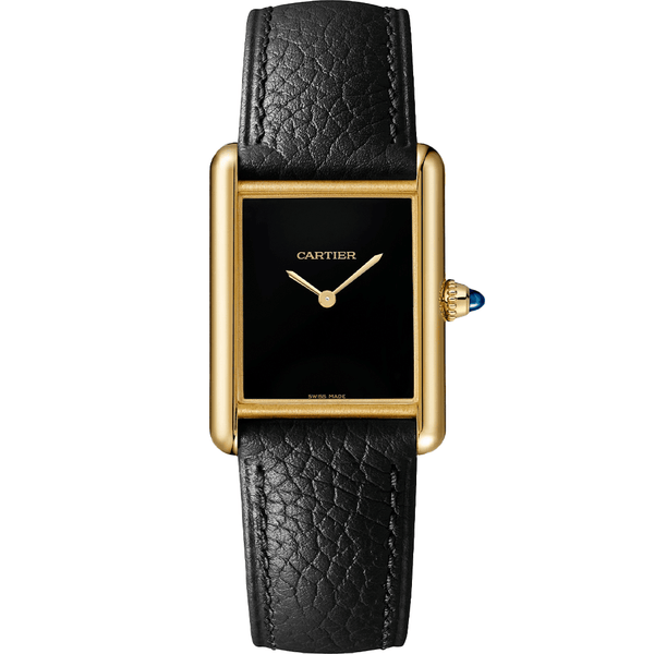 Cartier tank black leather strap hotsell