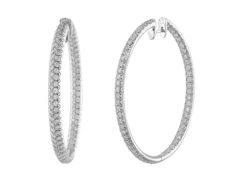 18k White Gold 5ct Oval Hoop Diamond Earrings – CJ Charles Jewelers