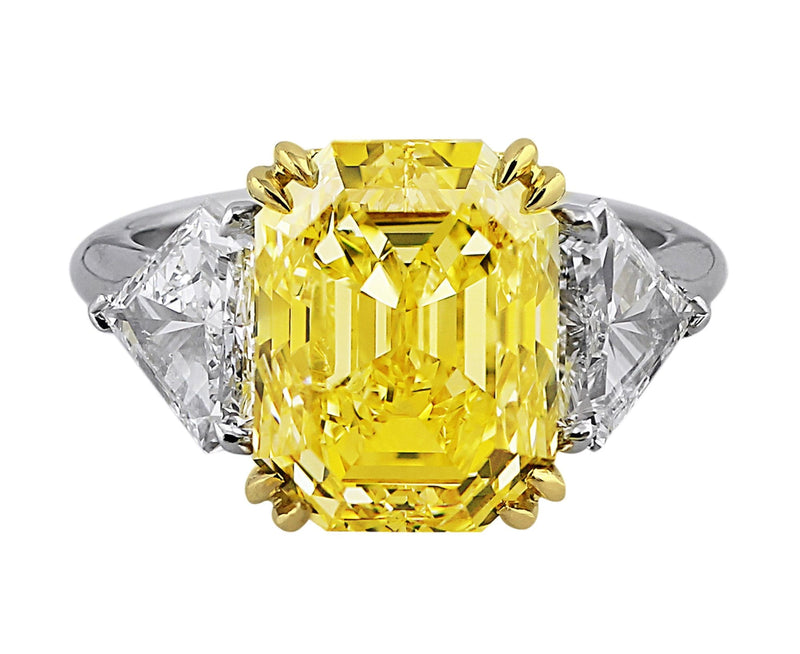 Platinum 7ct Fancy Intense Yellow Asscher Cut Diamond Ring – CJ
